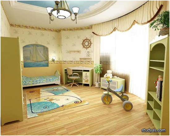 детская комната в детском сюжетном стиле
