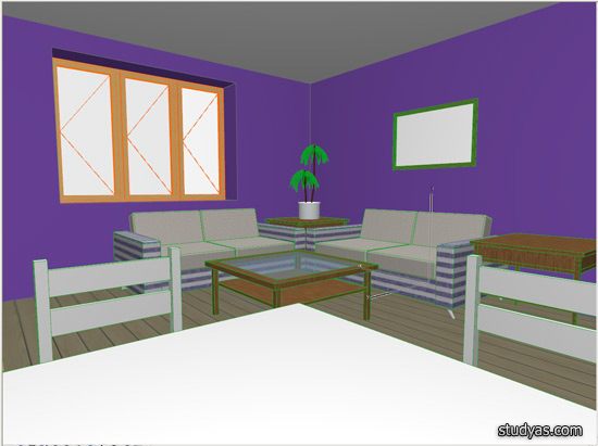 итоговая модель комнаты в 3d 