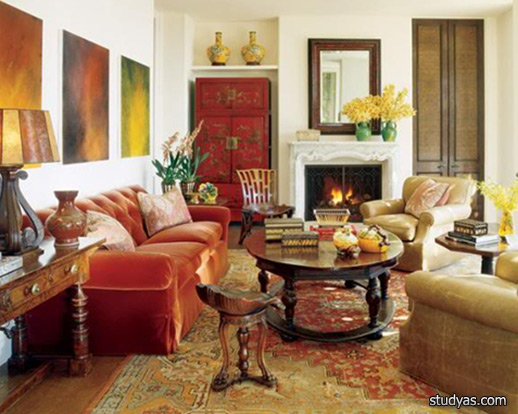 Сочетание цвета ковра с мебелью в гостиной